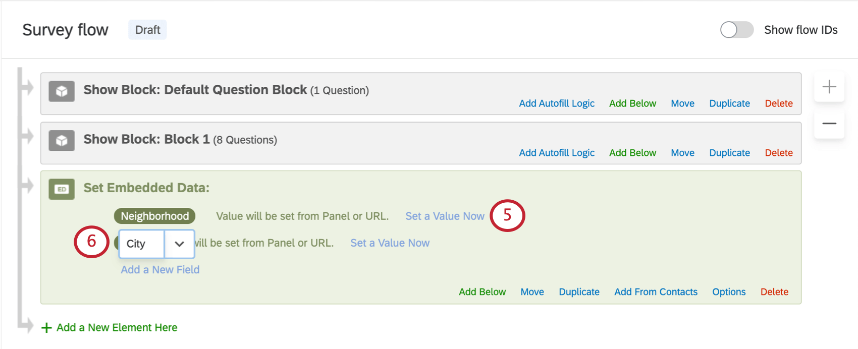 Imposta un valore ora è in blu e viene visualizzato a destra del nome del campo. Aggiungi un nuovo valore è allineato in basso a sinistra sotto i campi che hai già aggiunto