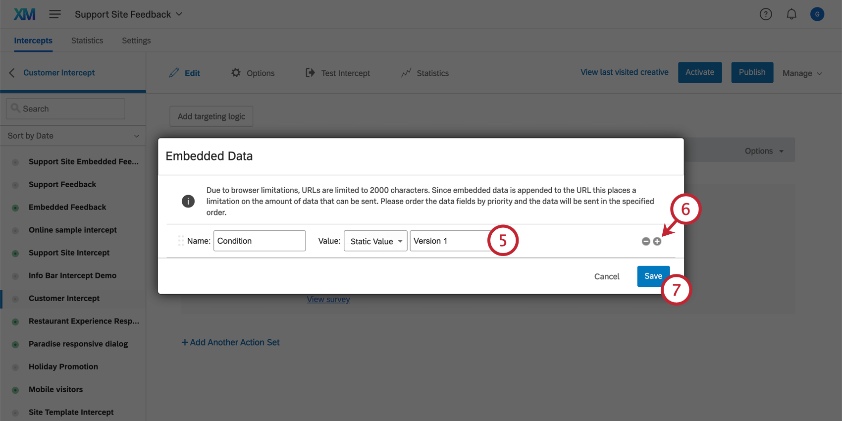 Introducción de un valor para el elemento de datos embebidos