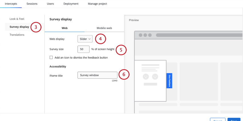 modifica di un pulsante di feedback in uno slider