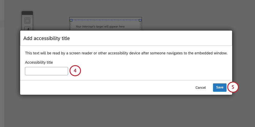 new window where you add an accessibility title