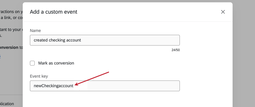 Chave Evento como aparece na configuração de reprodução de sessão