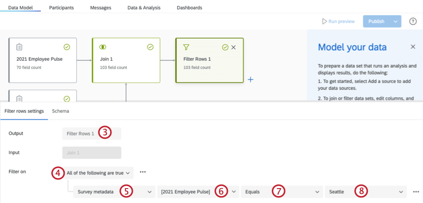 filtering rows in a data model