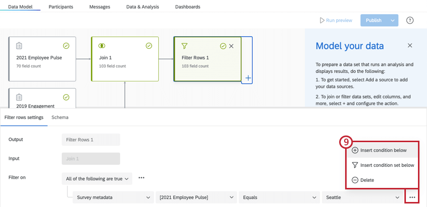 opzioni aggiuntive nel filtro