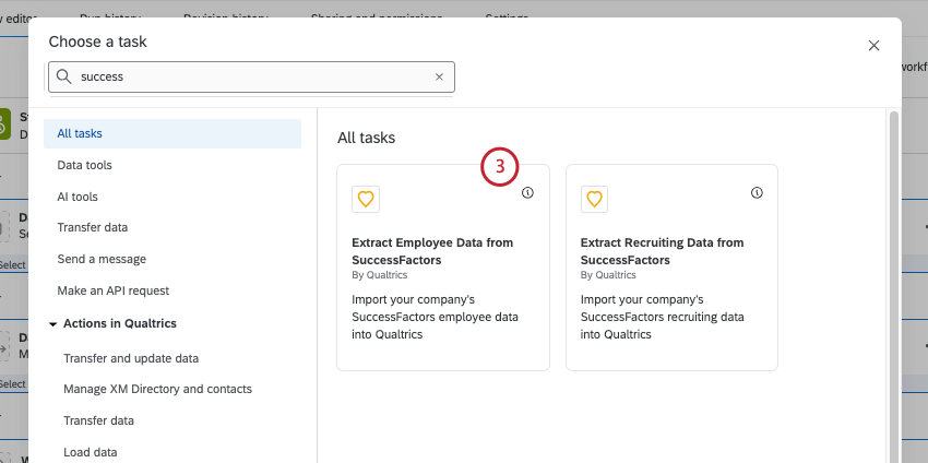 Seleccionar la tarea de extracción de datos de SuccessFactors