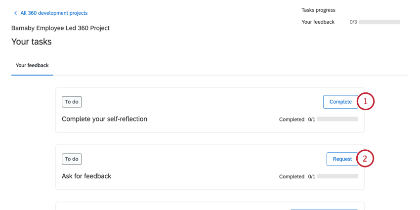 the subject tasks for an employee led 360 project