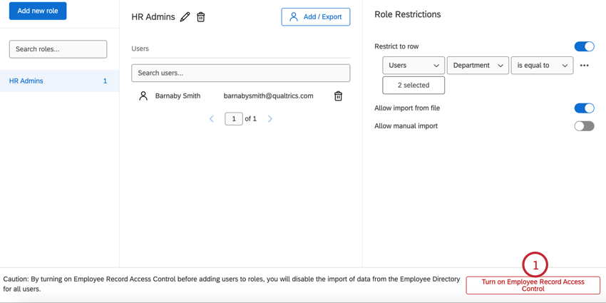 Haga clic para activar el control de acceso a los registros de empleado