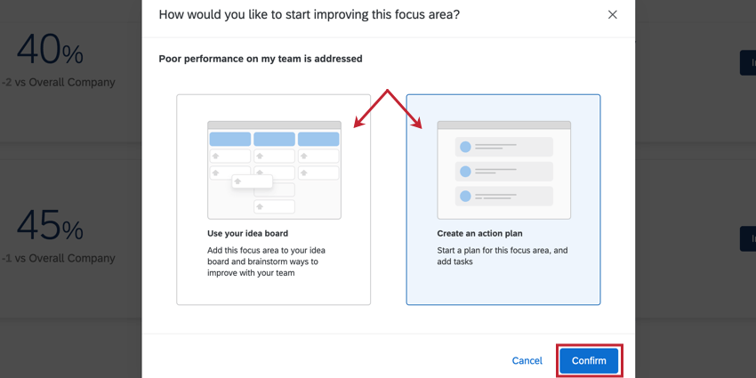 adding either an action plan or idea board