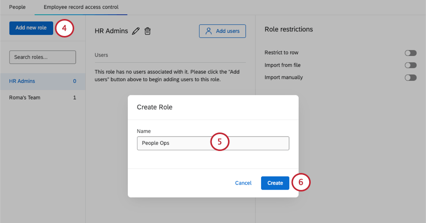 clicking add role and giving the role a name