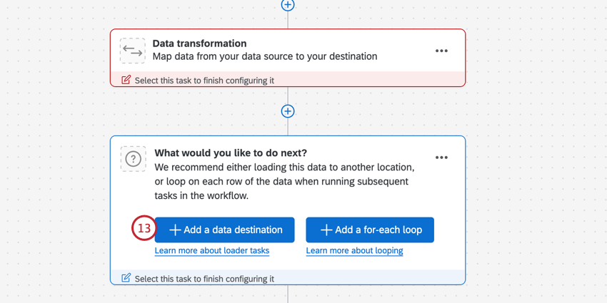 klicken Sie auf "Datenziel hinzufügen", um eine Aufgabe für den Lader hinzuzufügen
