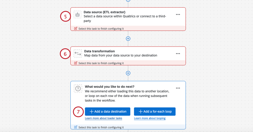 エクストラクターとローダーをセットアップし、必要に応じてループを追加する。