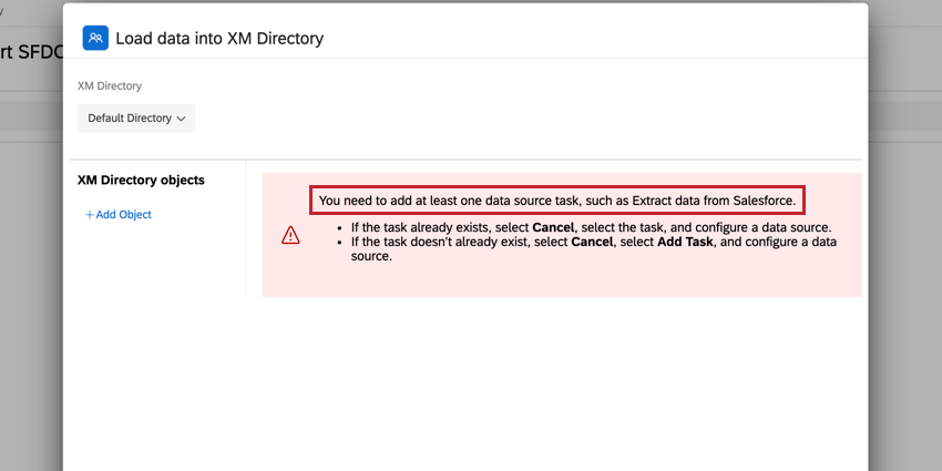 creating a loader task without an extractor. the task alerts you to set up an extractor first