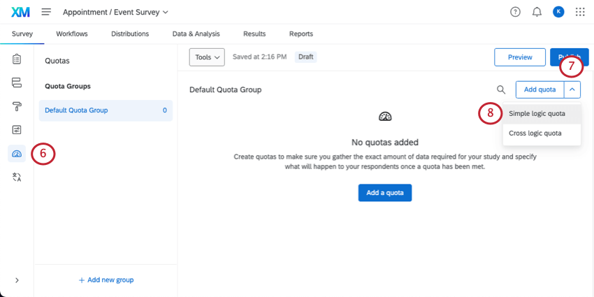 Crear una cuota en la página de cuotas