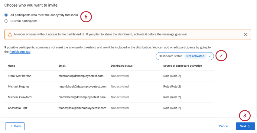 choosing the recipients for the email