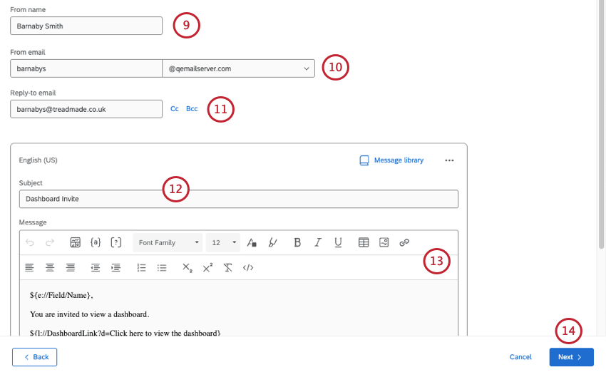 ausfüllen der E-Mail-Informationen