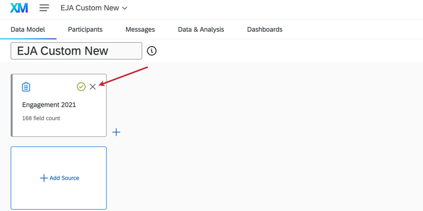 cliquer sur le X pour supprimer une source
