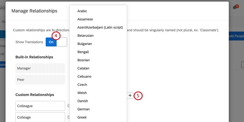 Hinzufügen einer Beziehung