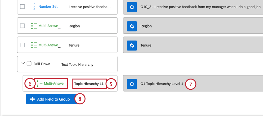 lajout et le mappage de champs au groupe de champs de lanalyse par tri successif