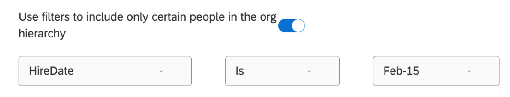 a configuração Usar filtros para incluir apenas determinadas pessoas na hierarquia organizacional