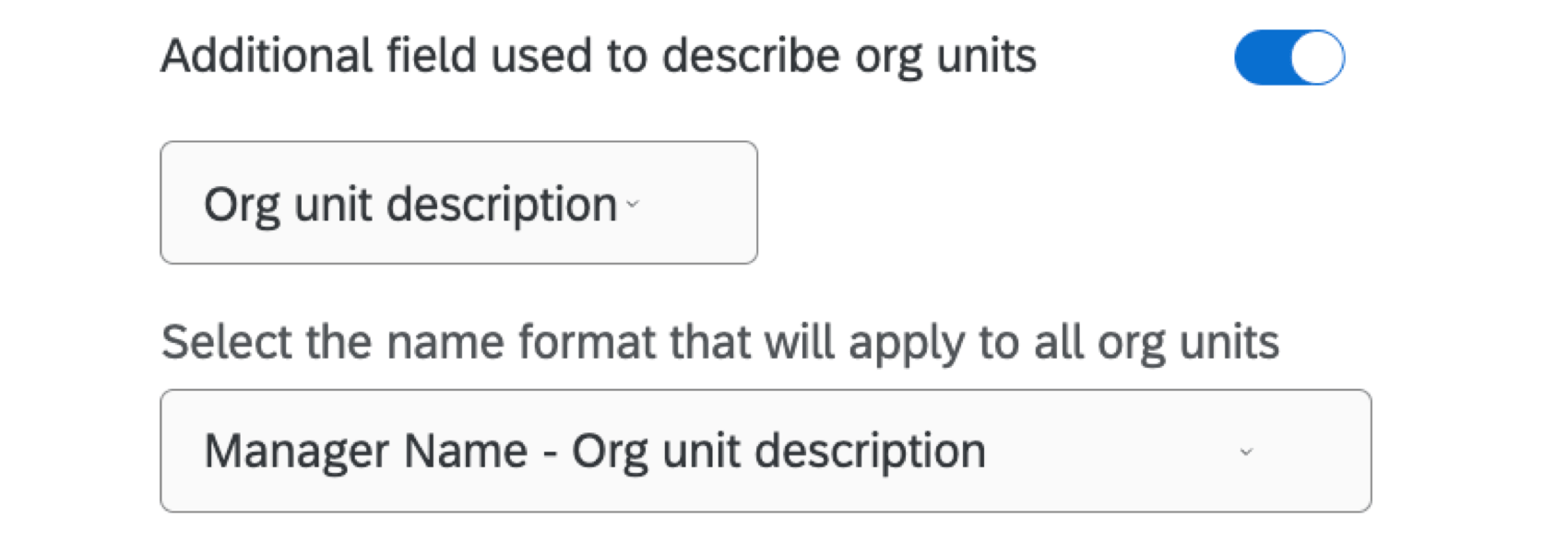 the "additional field used to describe org units" option