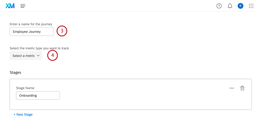 nominare un viaggio, lasciando la metrica vuota e aggiungendo la prima tappa