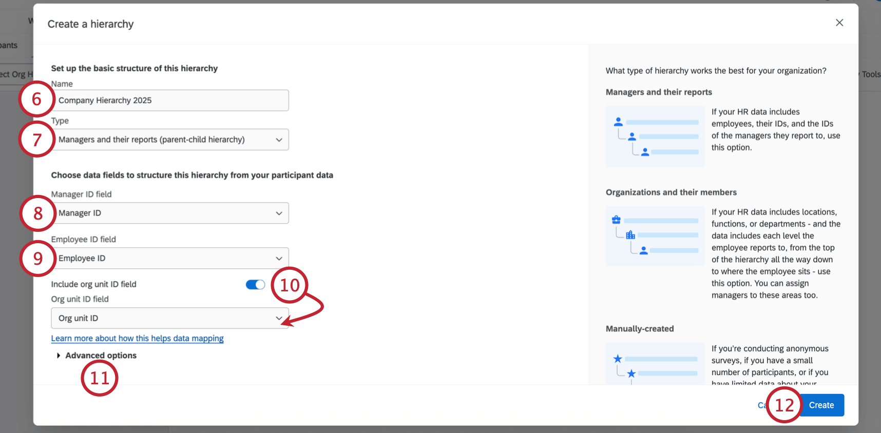 criação de uma hierarquia pai-filho