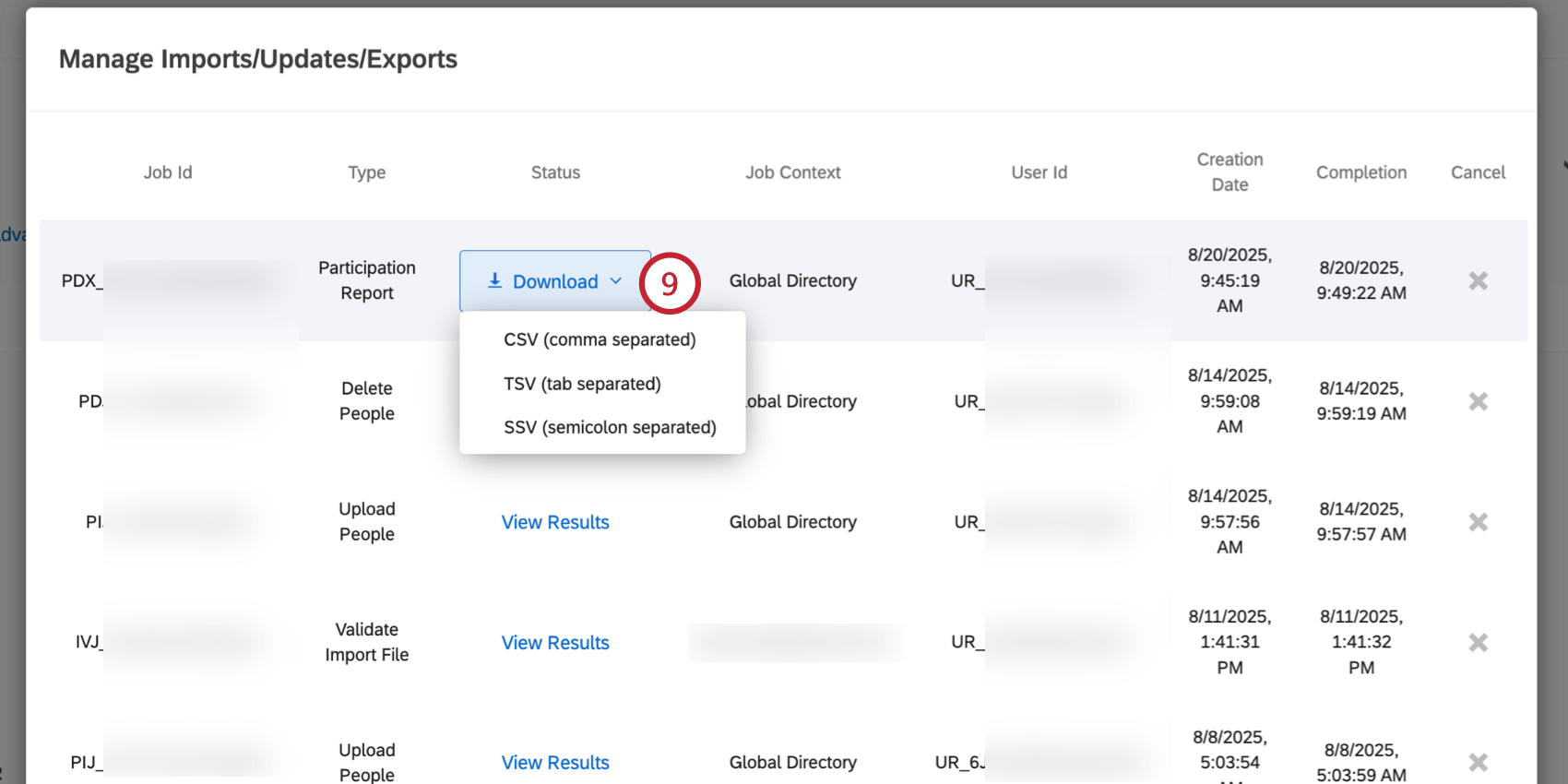 download da exportação concluída