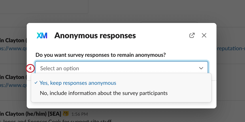 choosing if responses should be anonymous or not