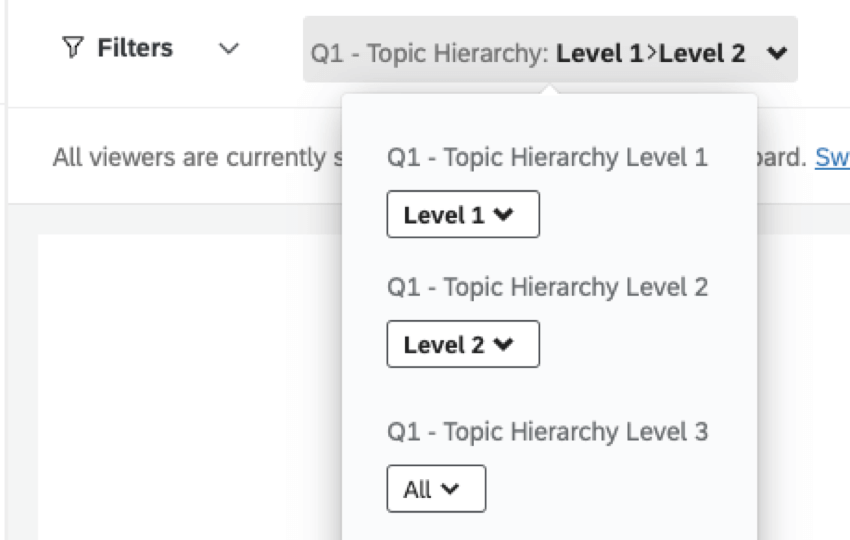 filtering a dashboard by a multi level topic hierarchy