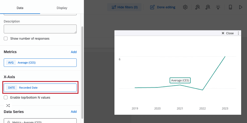 Back in the widget editing pane