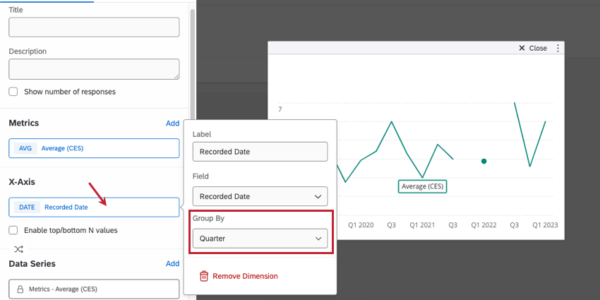 Menu for grouping dates after you click your field