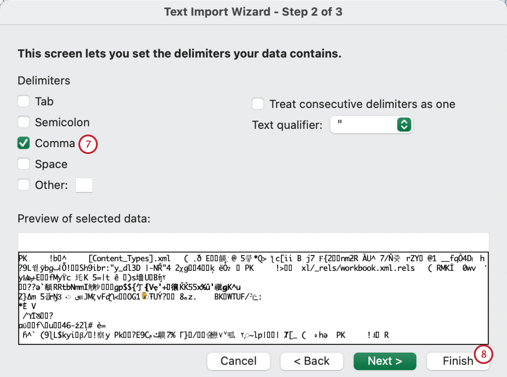 selecting a delimiter for data