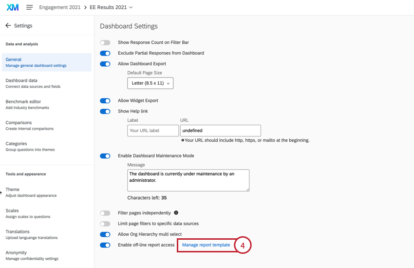 clicking mange report template to create a new template