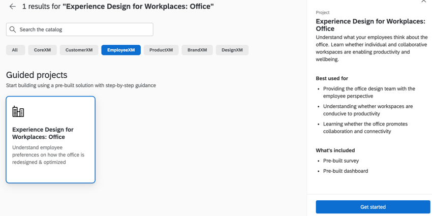 Experience design for workplaces: office project in the catalog