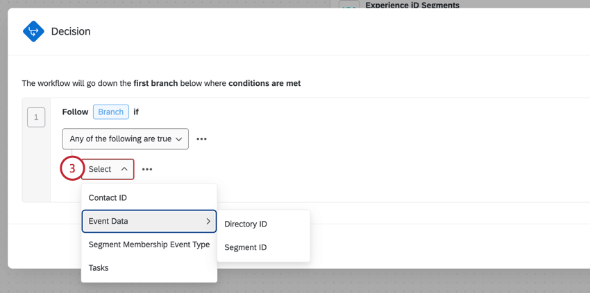 条件となるフィールドの選択