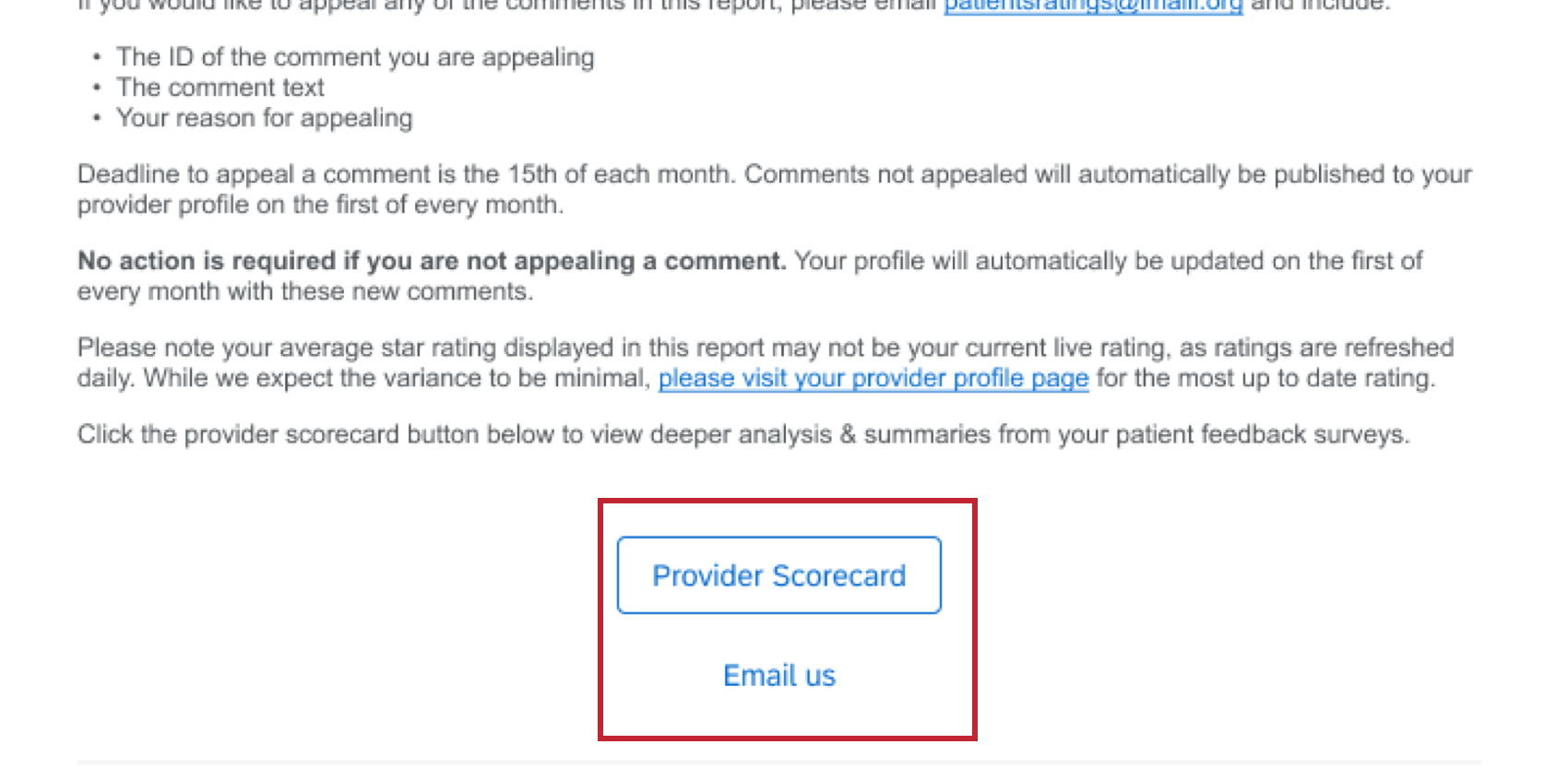 ein Beispiel für eine zusammenfassende E-Mail mit 2 Schaltflächen