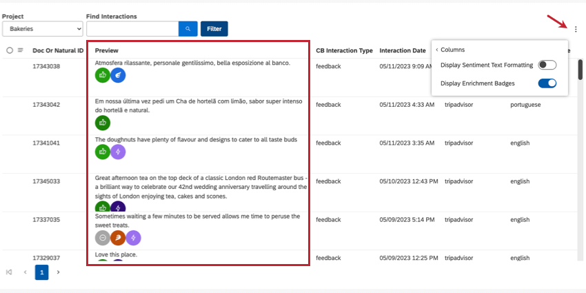 exibição de crachás de enriquecimento