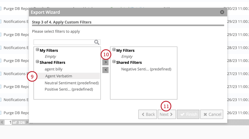 Elegir filtros guardados