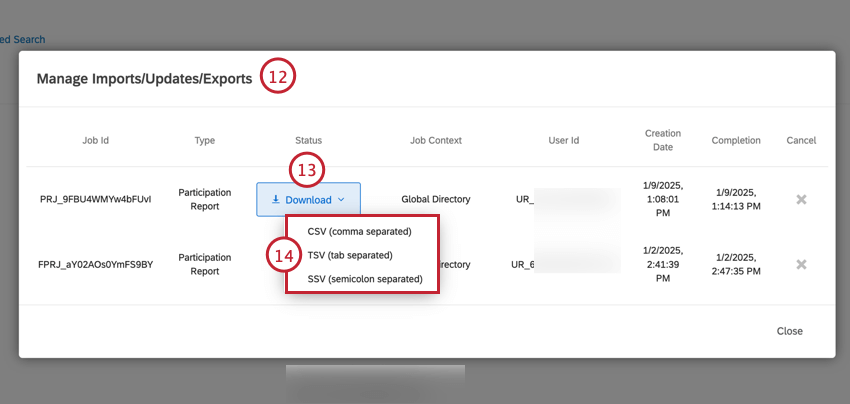 herunterladen der exportierten Datei