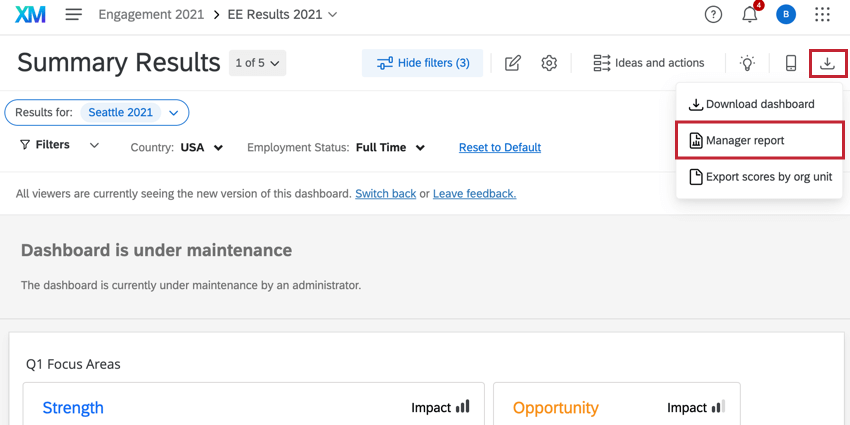 en choisissant loption rapport de gestion dans le menu dexportation