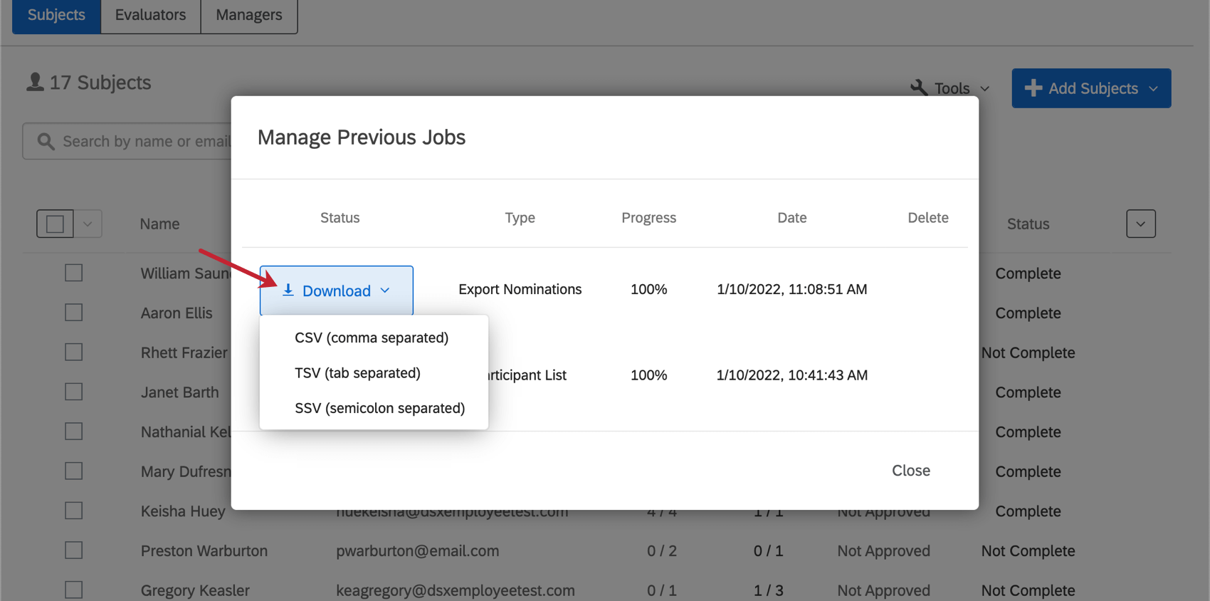 escolher o formato de download