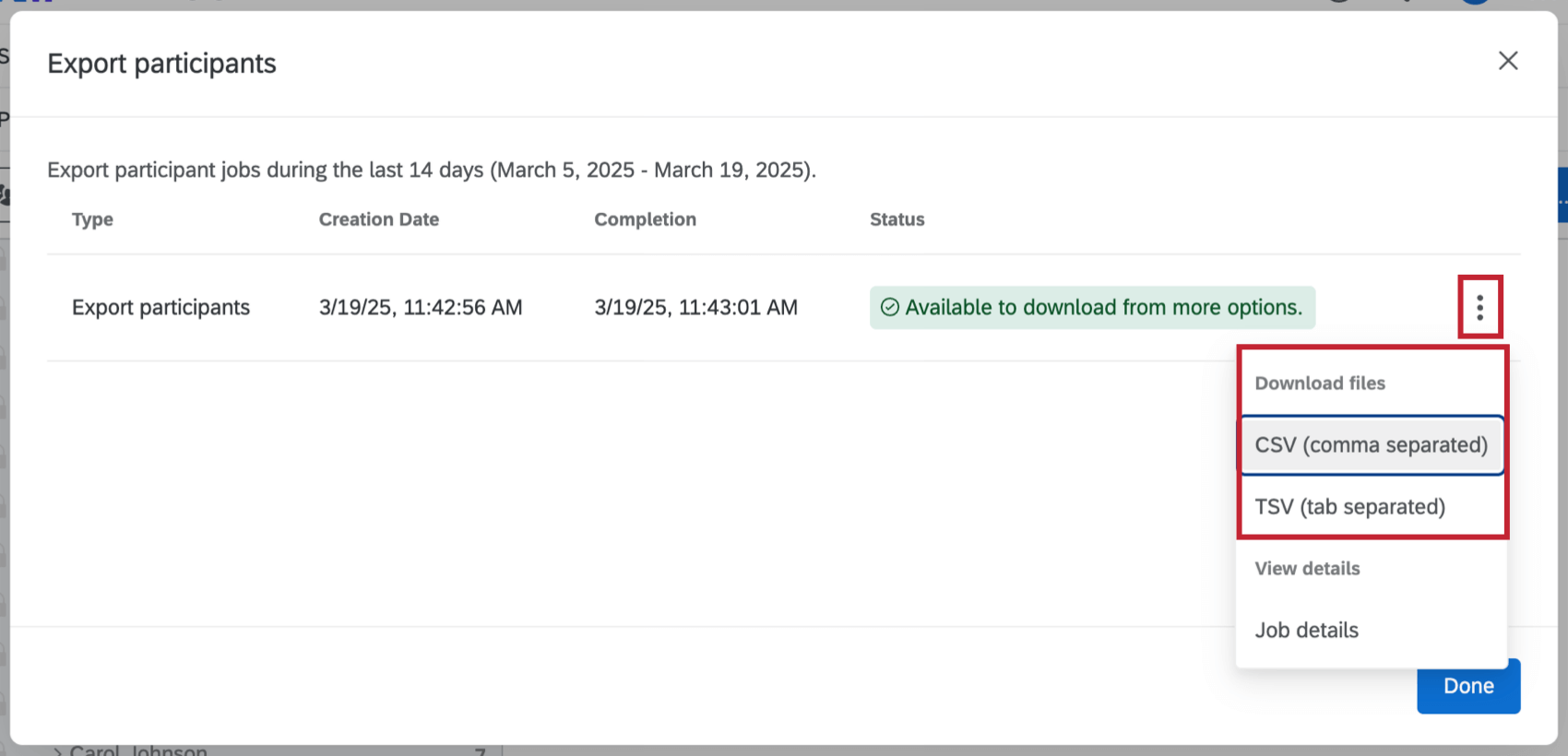 tEILNEHMER:IN Exportoptionen