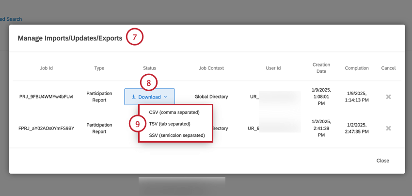 téléchargement du fichier dexportation