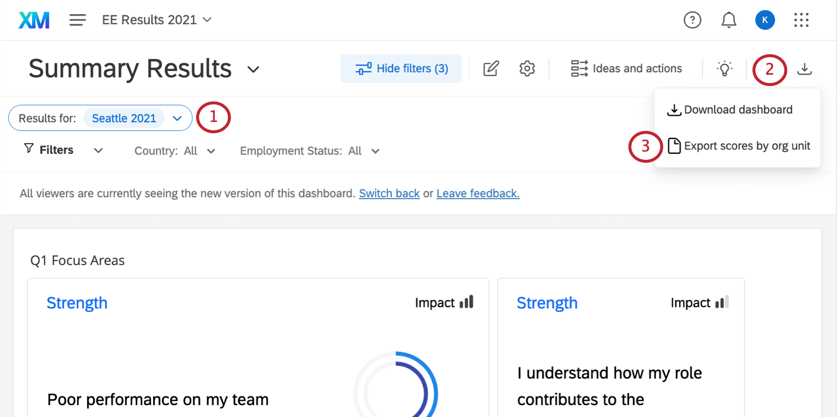 Exporting org unit scores