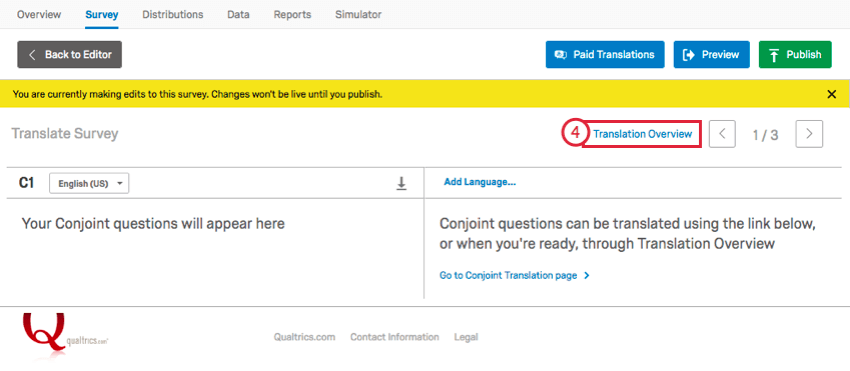 in the translation window, clicking translation overview