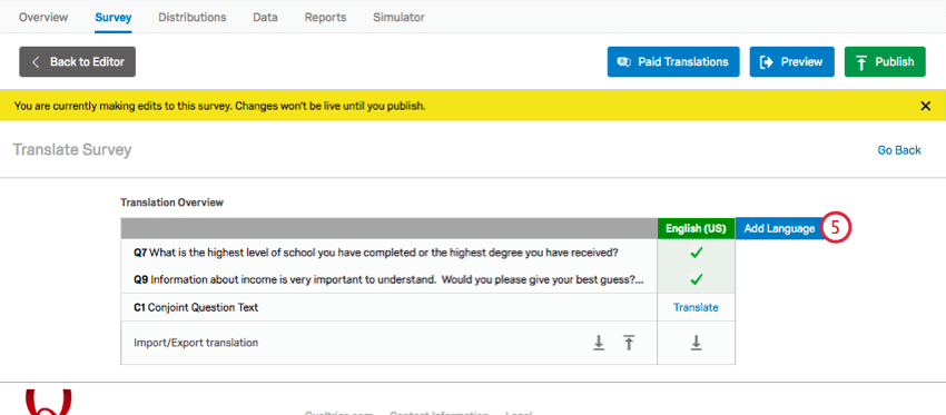 clicando em adicionar idioma