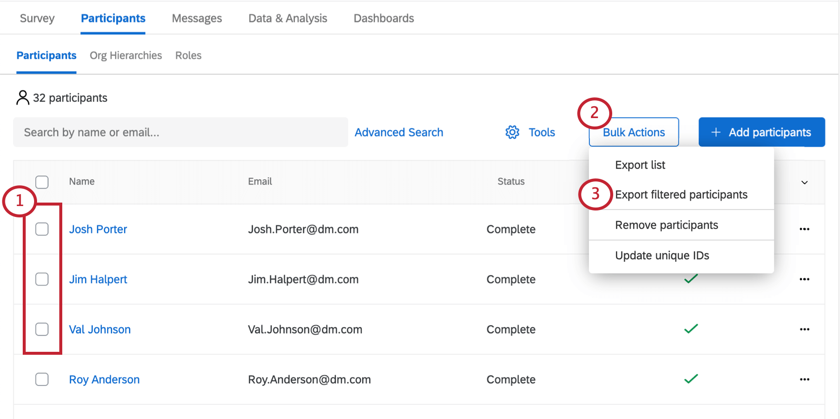 Image of bulk actions button