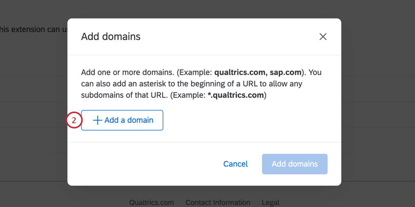 clicking add a domain