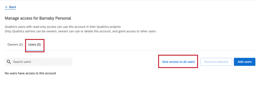the give access to all users button
