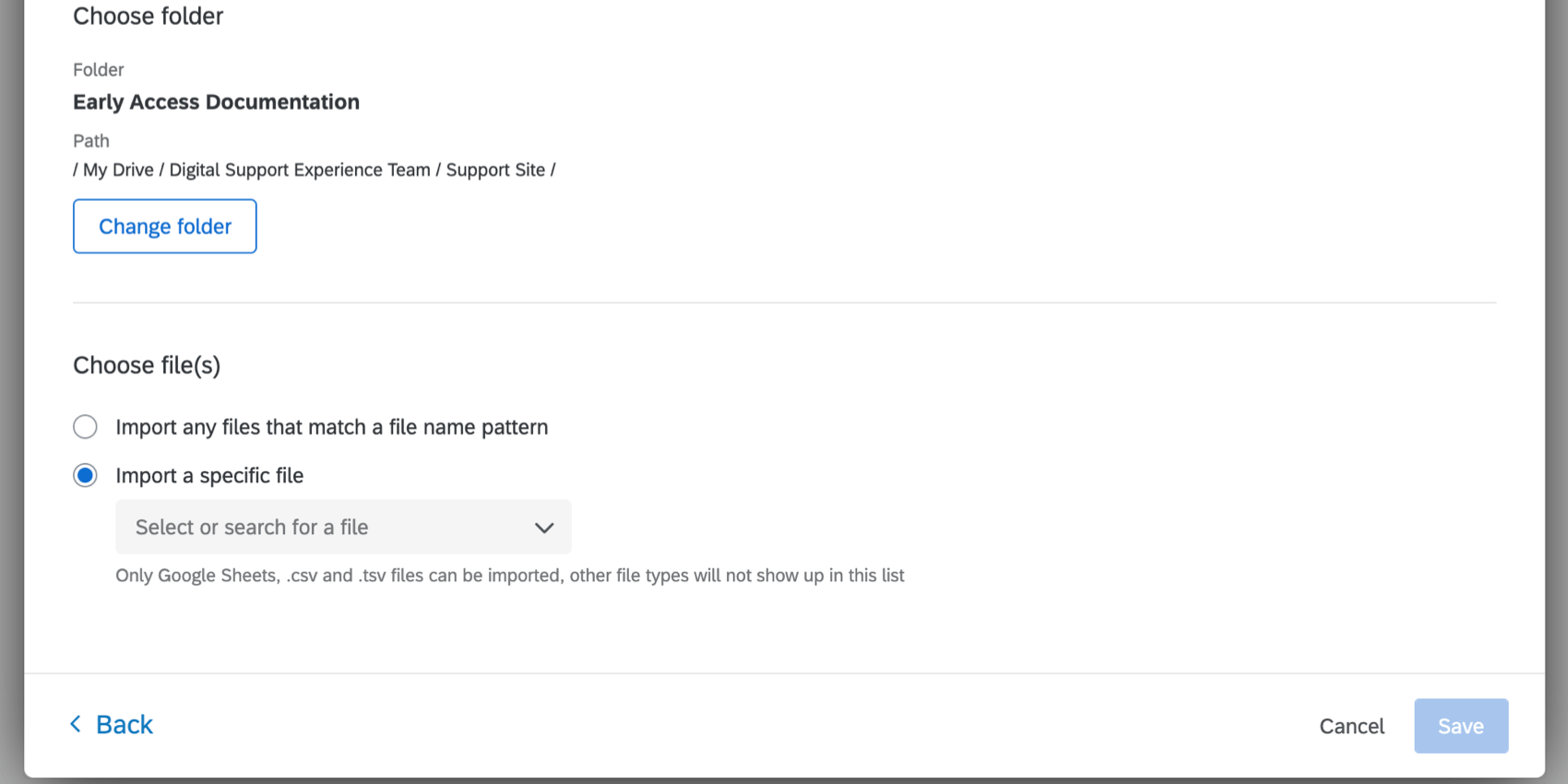 choosing a specific file from the dropdown
