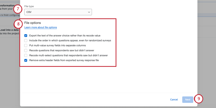 ウィンドウに表示される一連のファイルオプションのスクリーンショット